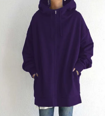 Oversized damski hoodie z zamkiem błyskawicznym i kapturem – Jesienny czar Meliora