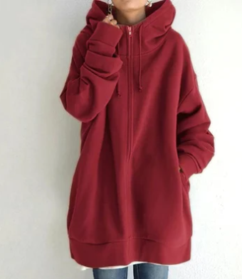 Oversized damski hoodie z zamkiem błyskawicznym i kapturem – Jesienny czar Meliora