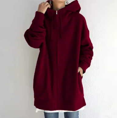 Oversized damski hoodie z zamkiem błyskawicznym i kapturem – Jesienny czar Meliora