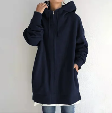 Oversized damski hoodie z zamkiem błyskawicznym i kapturem – Jesienny czar Meliora
