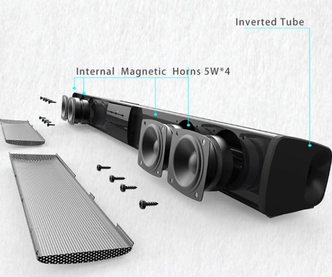 Bezprzewodowy system głośników stereo soundbar Bluetooth z FM i USB – CineWave