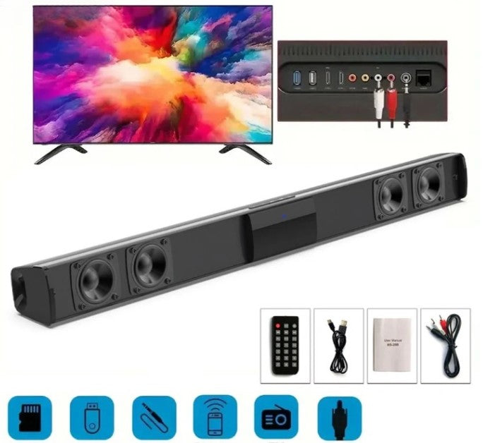 Bezprzewodowy system głośników stereo soundbar Bluetooth z FM i USB – CineWave