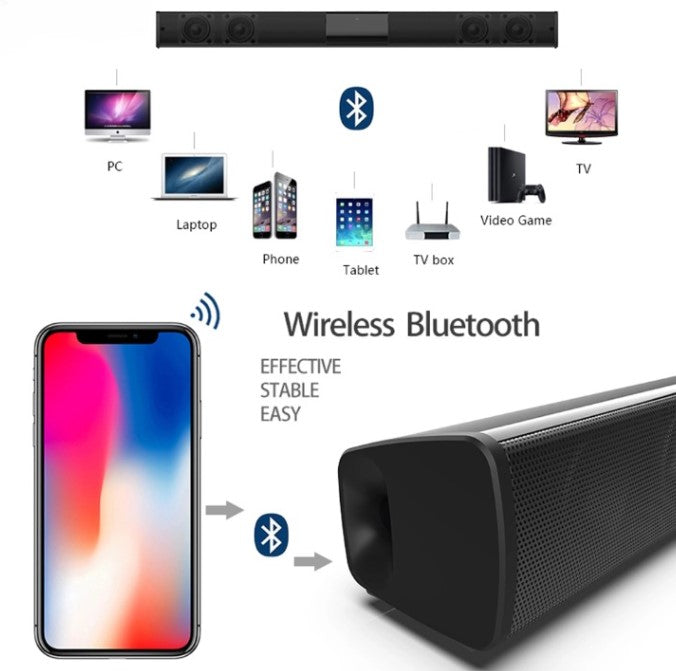 Bezprzewodowy system głośników stereo soundbar Bluetooth z FM i USB – CineWave