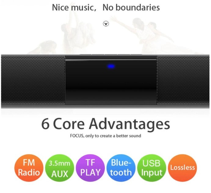 Bezprzewodowy system głośników stereo soundbar Bluetooth z FM i USB – CineWave