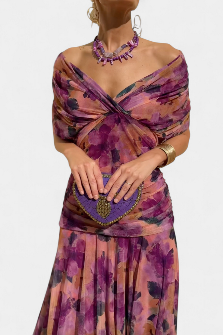 Women's Long Elegant Flowy Dress – V-Neck Sophisticated Design 8