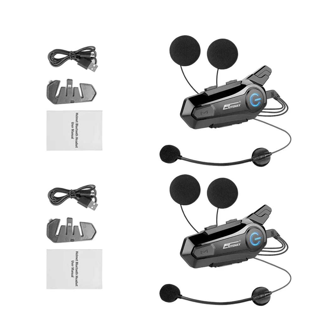 Bezprzewodowy zestaw głośnomówiący do kasku motocyklowego Bluetooth z zasięgiem 1000 m i wodoodpornością IPX6 – RoadComm