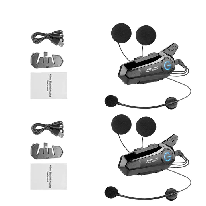 Bezprzewodowy zestaw głośnomówiący do kasku motocyklowego Bluetooth z zasięgiem 1000 m i wodoodpornością IPX6 – RoadComm