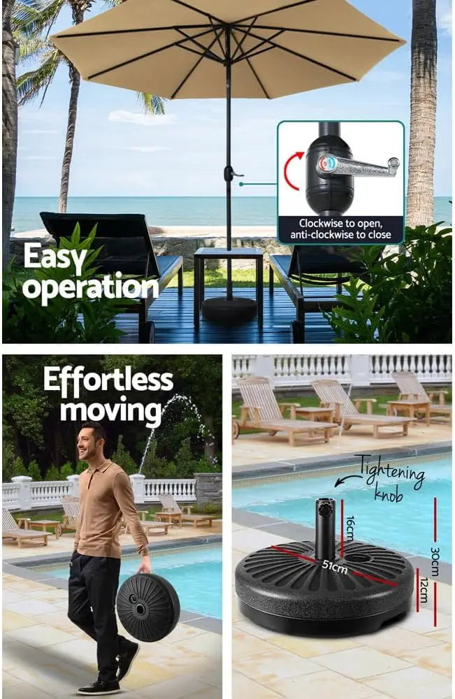 2,7 m parasol ogrodowy z podstawą – Solira – (odporność na promieniowanie UV i wodoodporność)