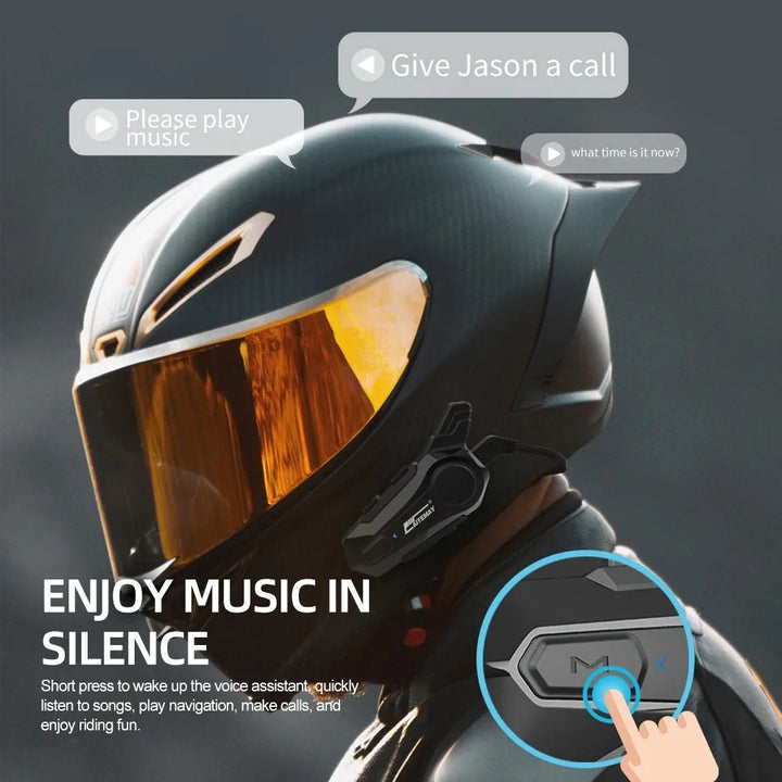 Bezprzewodowy zestaw głośnomówiący do kasku motocyklowego Bluetooth z zasięgiem 1000 m i wodoodpornością IPX6 – RoadComm