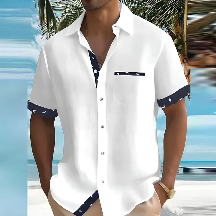 Short-Sleeve Contrast Trim Shirt - Warren