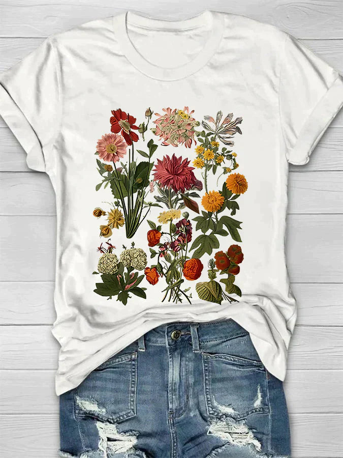Short-Sleeve Women's T-Shirt With Floral Print - Hazel