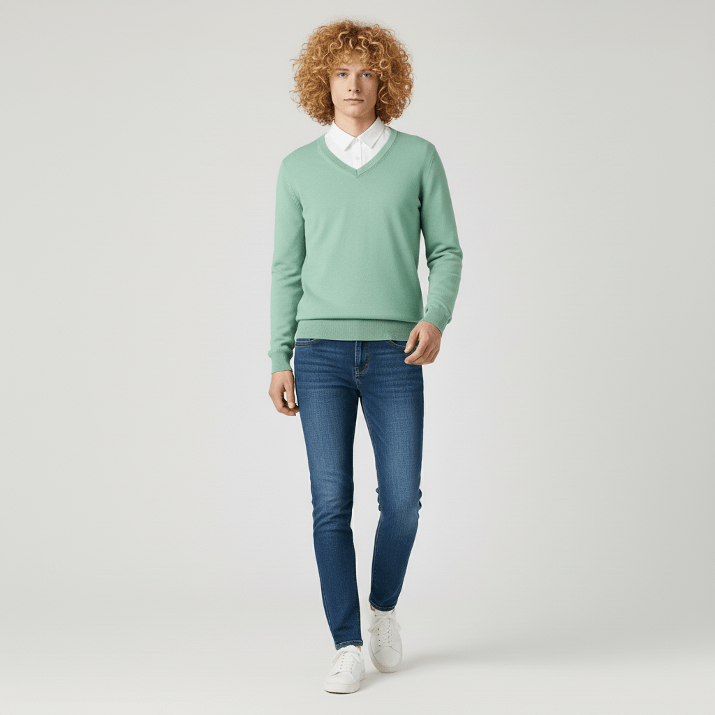 Slim-Fit V-Ausschnitt Pullover - Keanu
