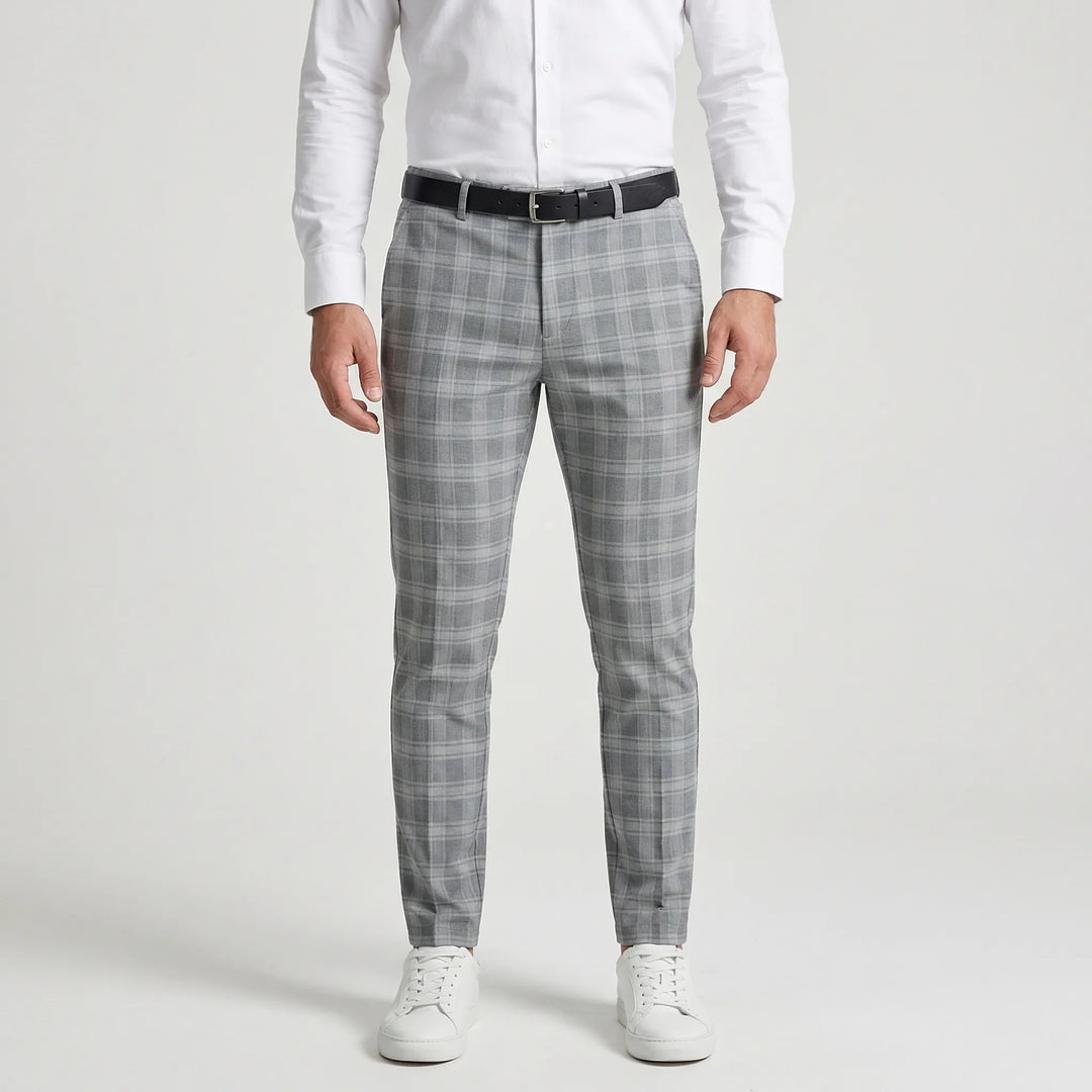 Slim Fit Cropped Check Trousers - Cornelius