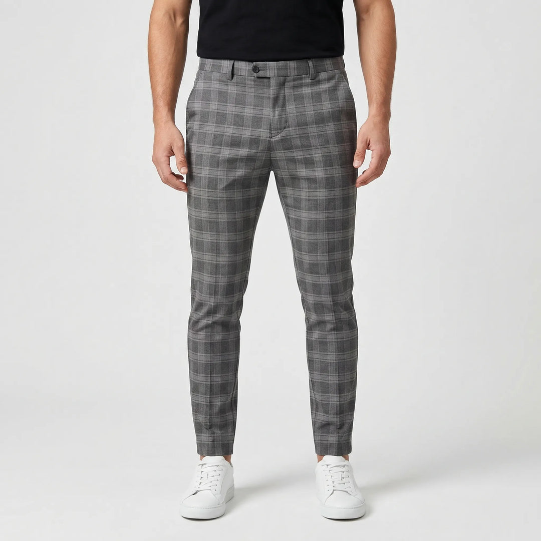 Slim Fit Cropped Check Trousers - Cornelius