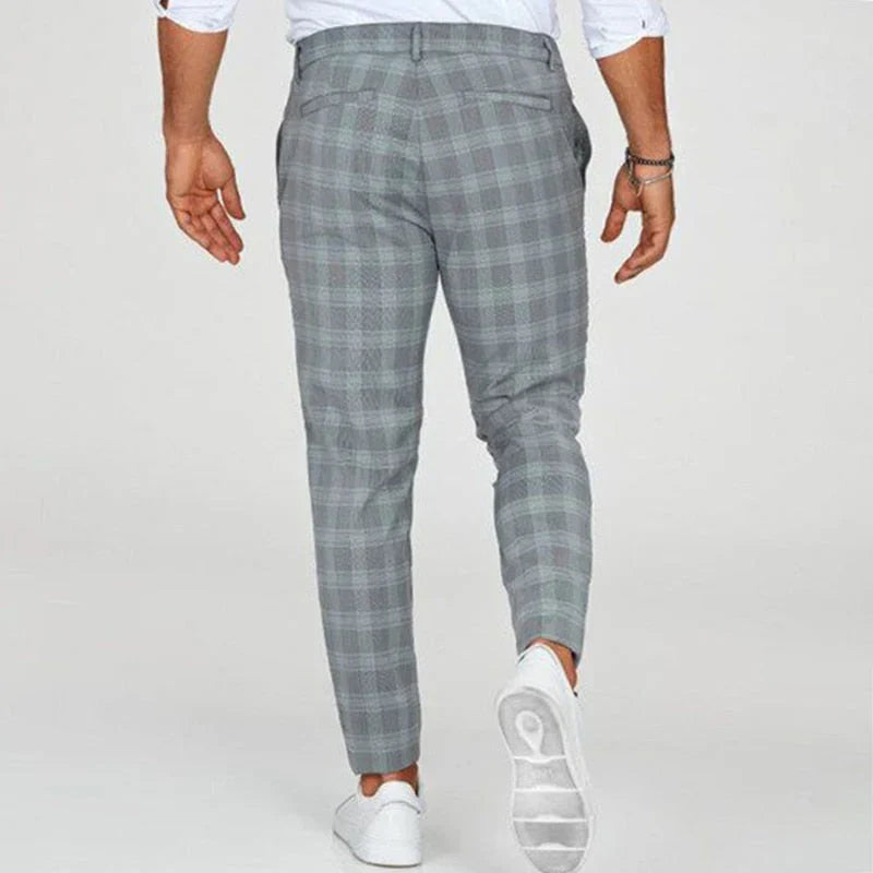 Slim Fit Cropped Check Trousers - Cornelius