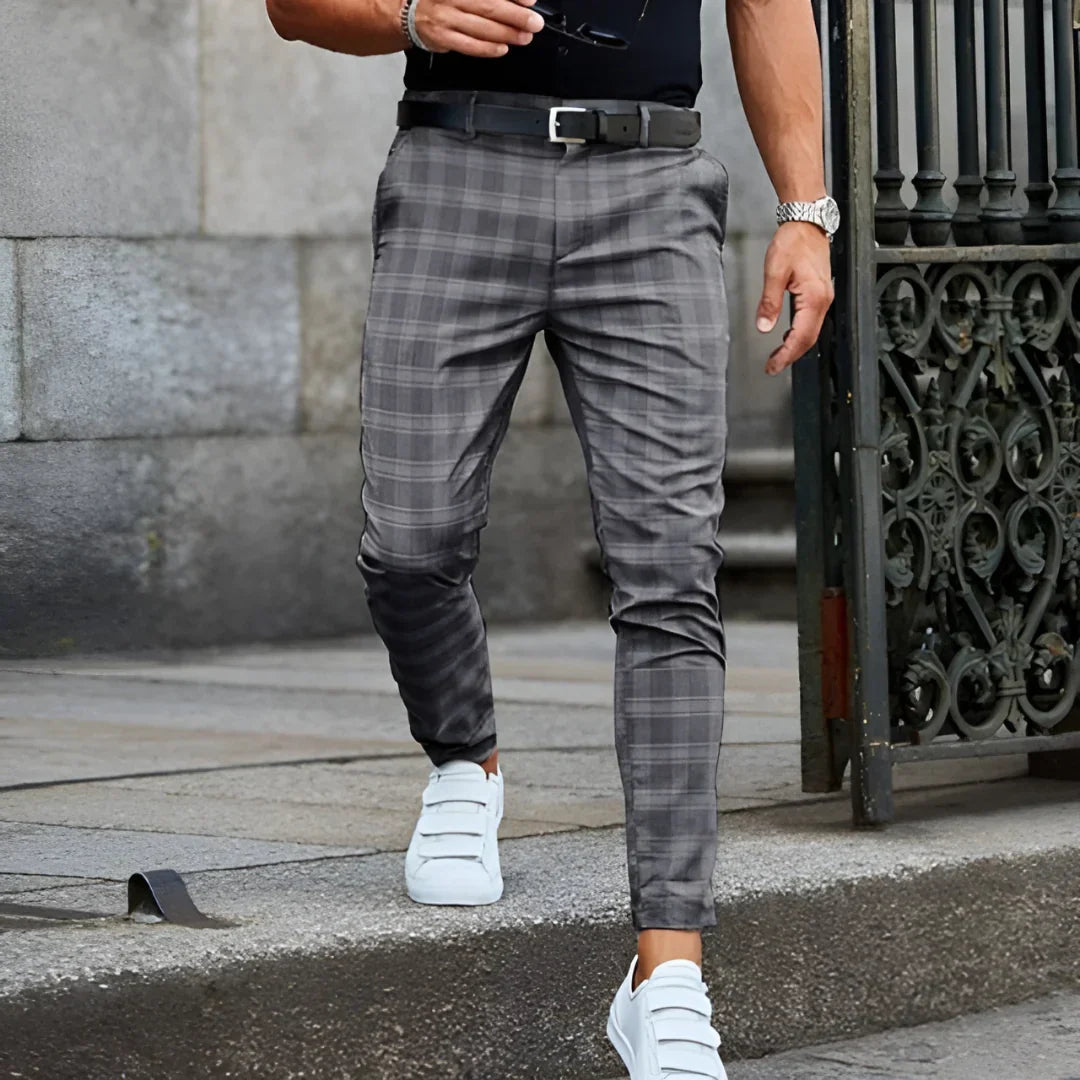 Slim Fit Cropped Check Trousers - Cornelius