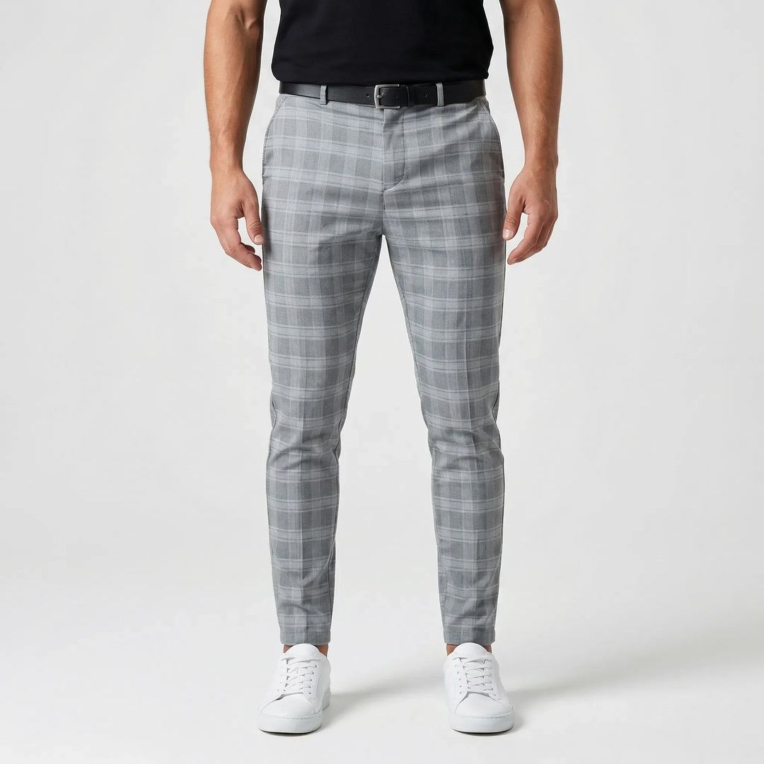 Slim Fit Cropped Check Trousers - Cornelius