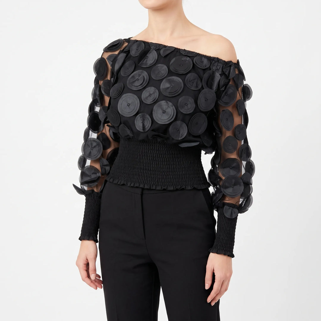 Textured Sheer Evening Blouse - Lillian