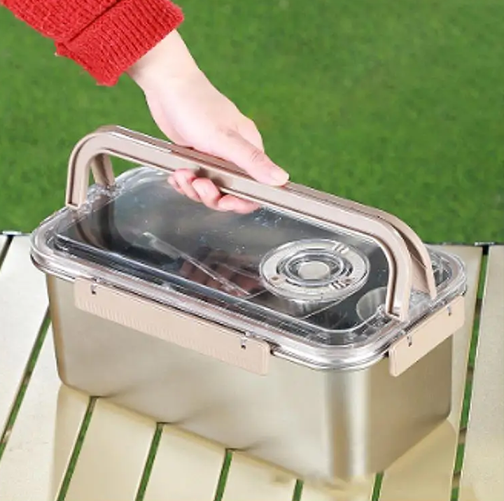 Zestaw naczyń campingowych ze stali nierdzewnej z pojemnikiem do przechowywania – CampSet