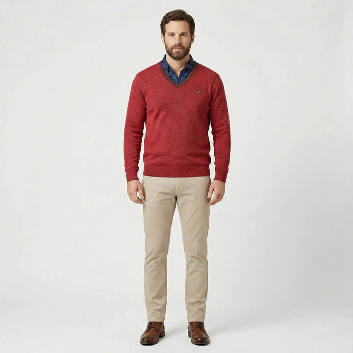 V Ausschnitt Pullover Mit Kragen - Ian