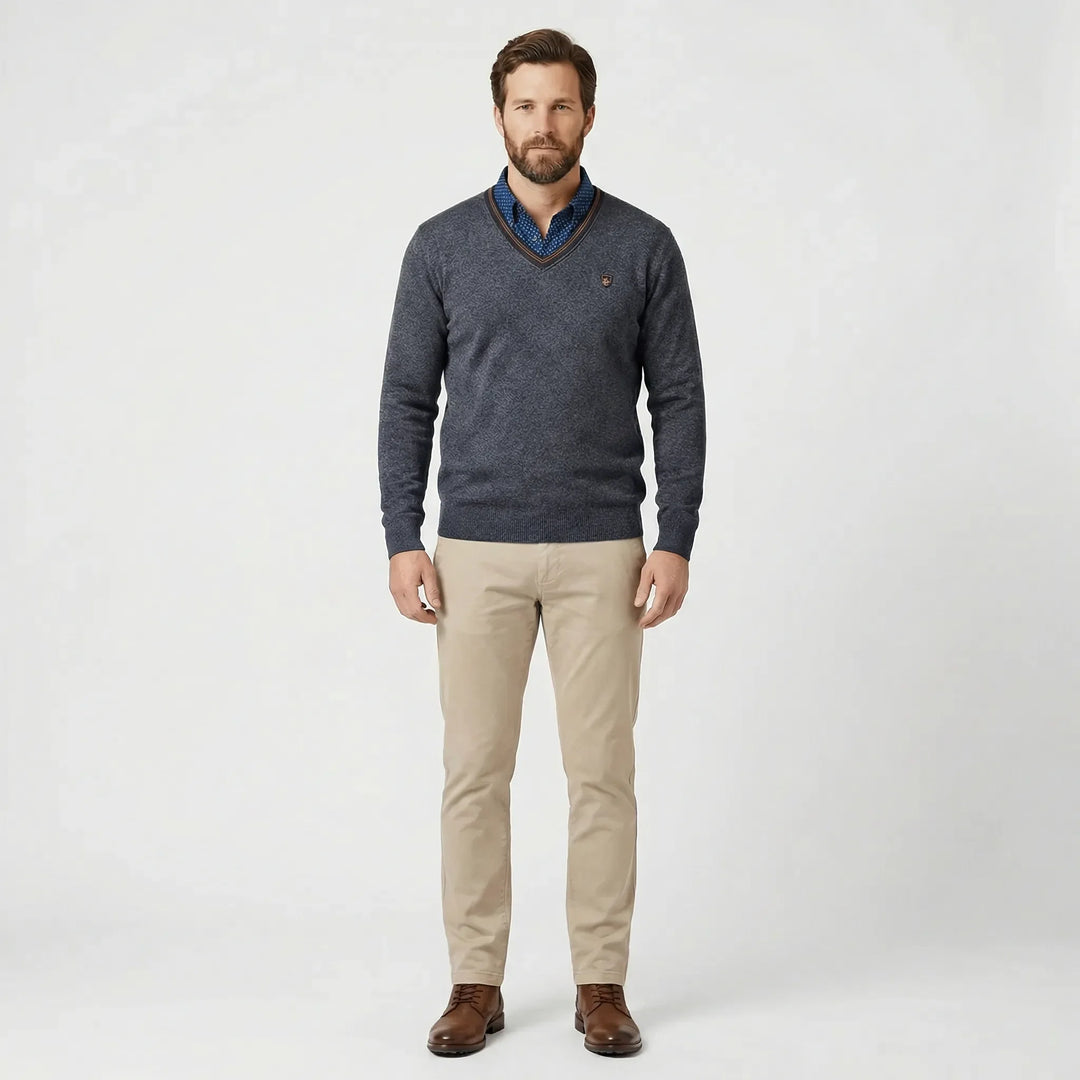 V Ausschnitt Pullover Mit Kragen - Ian