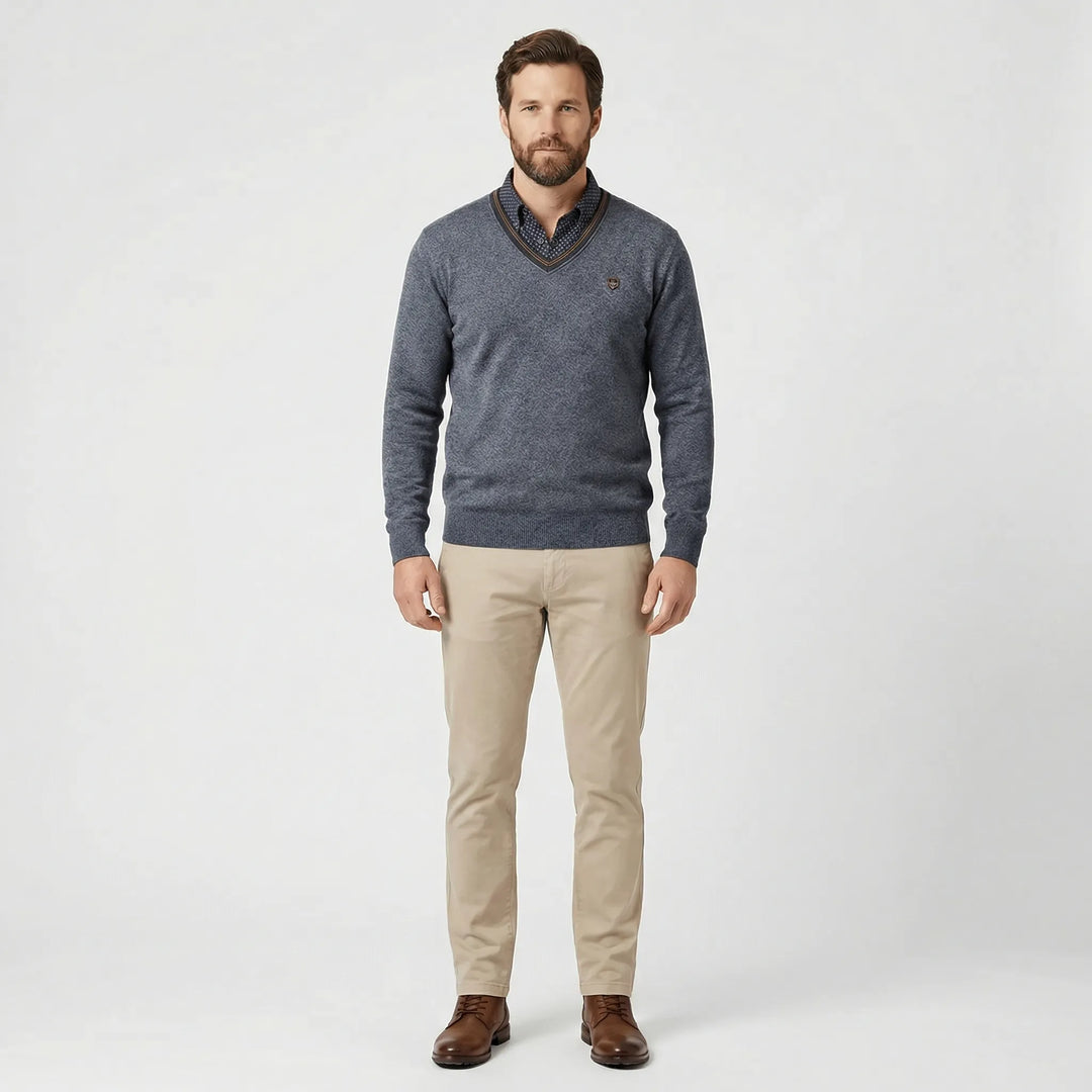 V Ausschnitt Pullover Mit Kragen - Ian
