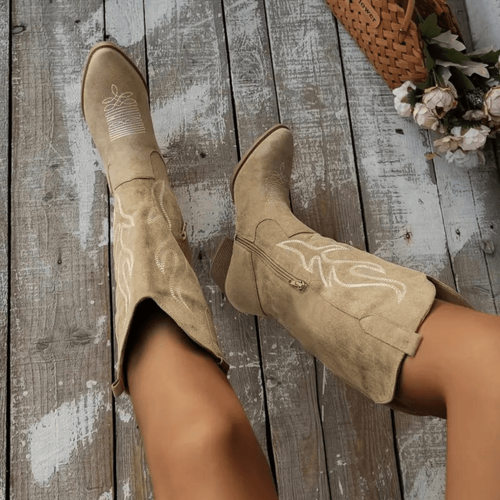 Women's Cowboy Boots With Side Zip - Lula