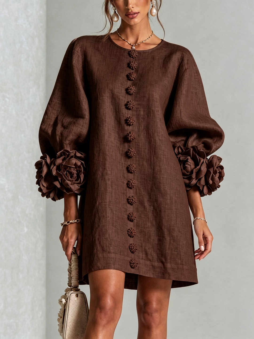 Boryana Colorful Mini Dress with Statement Ruffled Cuffs 27
