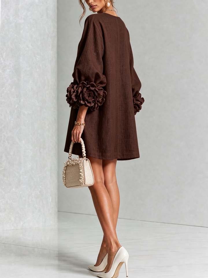 Boryana Colorful Mini Dress with Statement Ruffled Cuffs 29