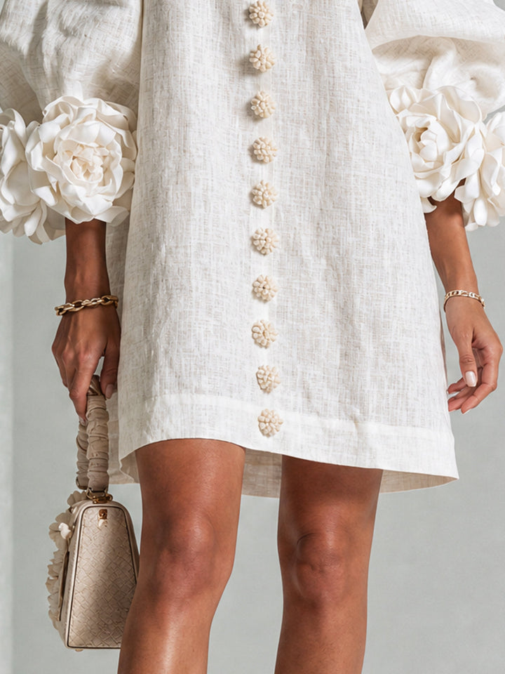 Boryana Colorful Mini Dress with Statement Ruffled Cuffs 6