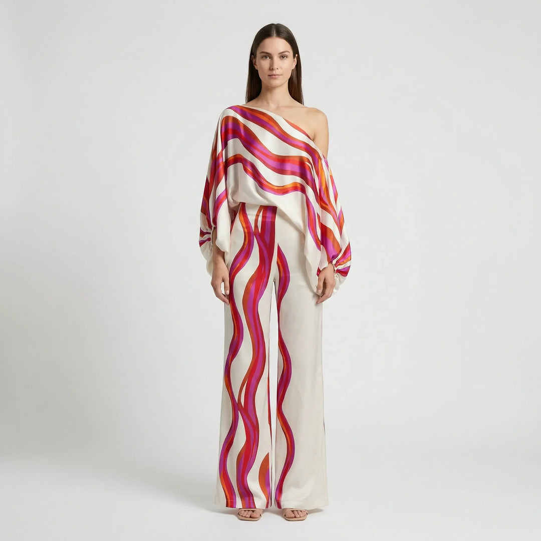 Zweiteiliges Set Mit Off-Shoulder-Top Und Weitem Schnitt - Fannie