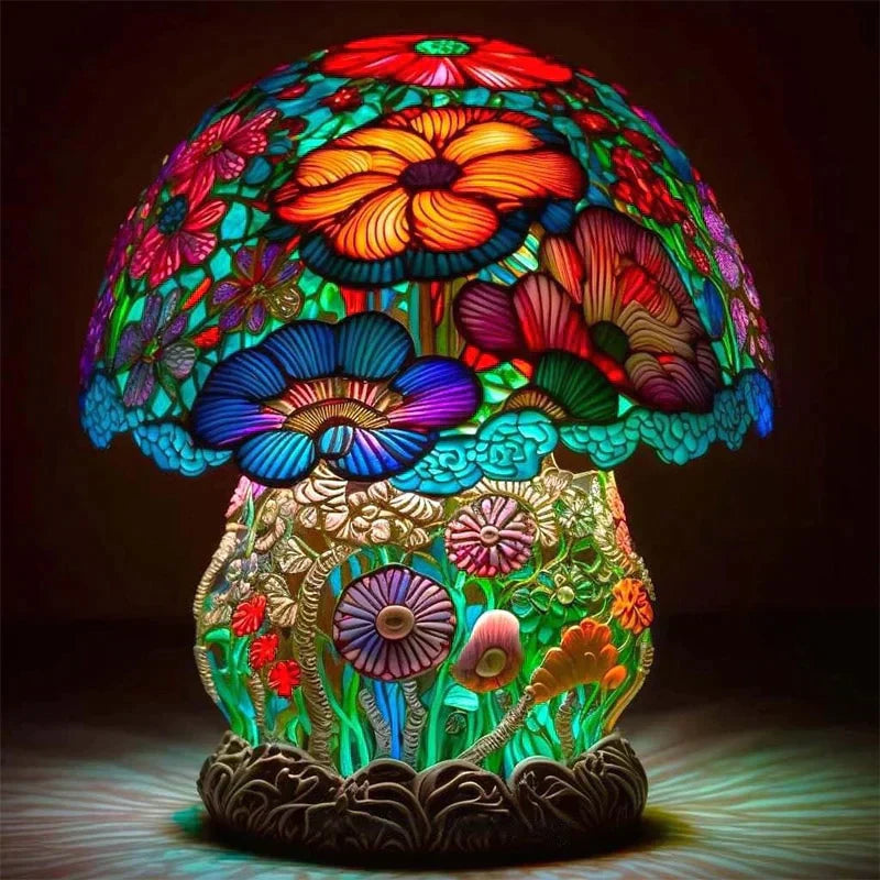 AA NOT AVAIALBLE -Zachwycająca lampa stołowa z witrażem - DreamGlow-Kwiatowy krzew-Trend Polska