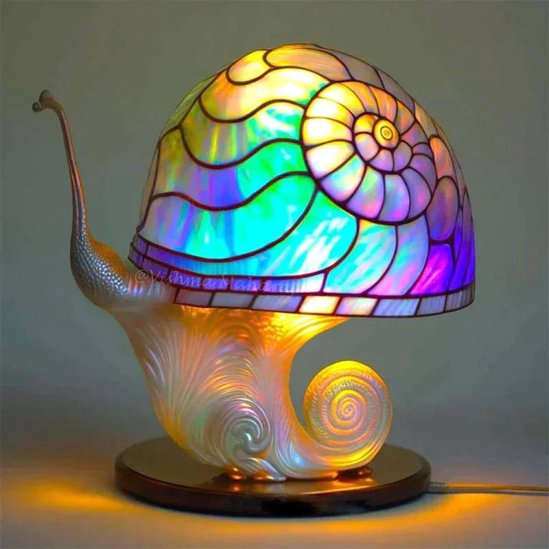 AA NOT AVAIALBLE -Zachwycająca lampa stołowa z witrażem - DreamGlow-Ślimaki-Trend Polska