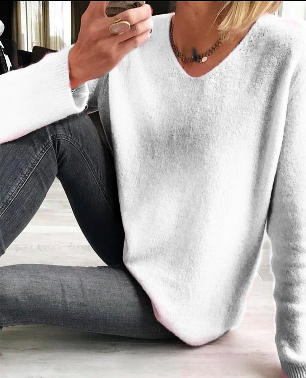 AA OUT OF STOCK Casualowy Gładki Sweter Damski – Sophie-Różowy-S-Trend Polska