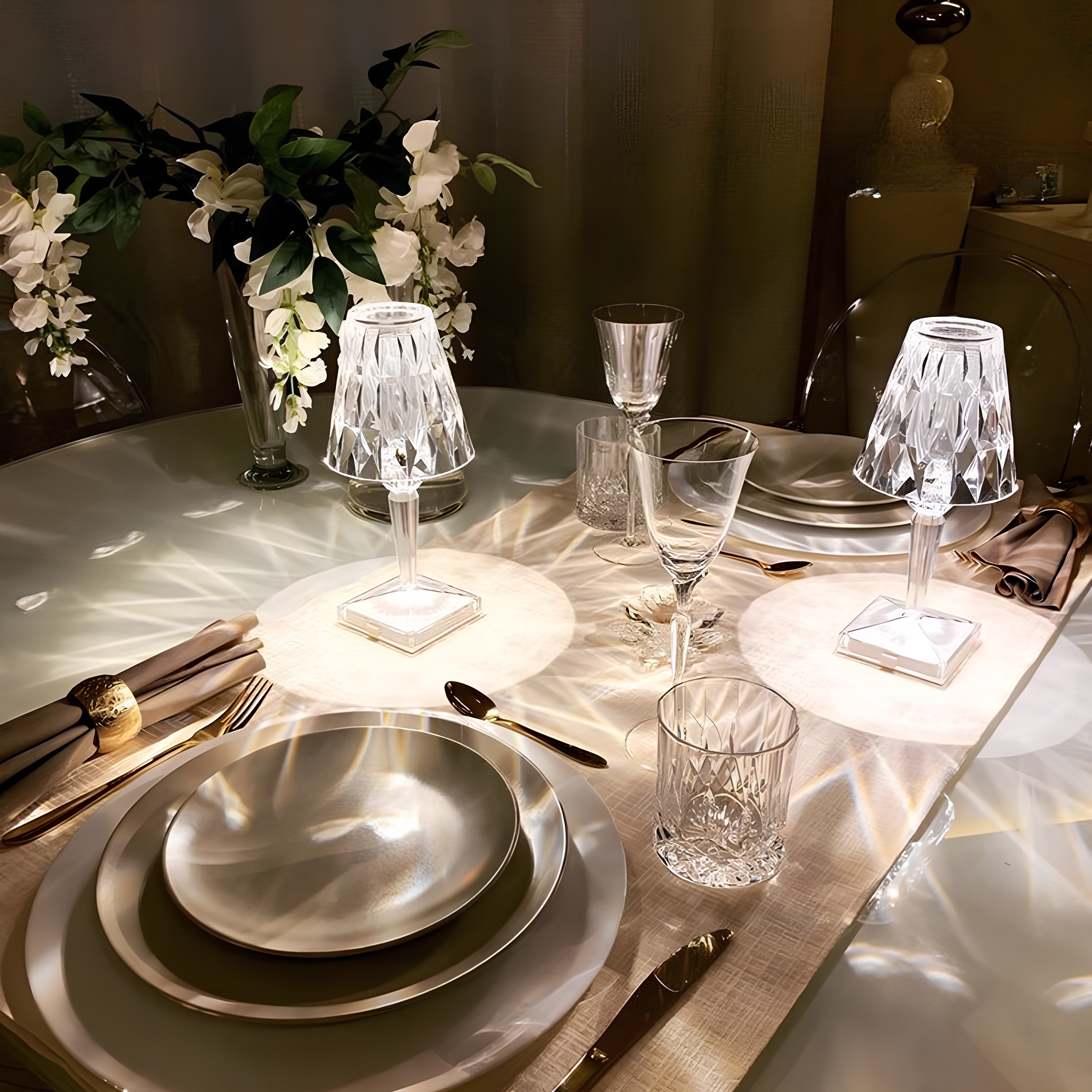 AA OUT OF STOCK Lampa stołowa kryształowa z dotykowym sterowaniem - LumeCrystal-Przezroczysty-Trend Polska