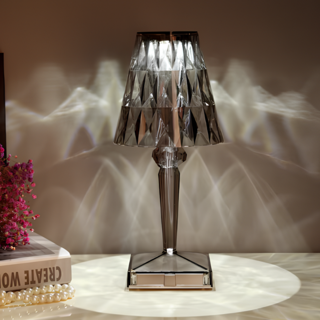 AA OUT OF STOCK Lampa stołowa kryształowa z dotykowym sterowaniem - LumeCrystal-Przezroczysty-Trend Polska