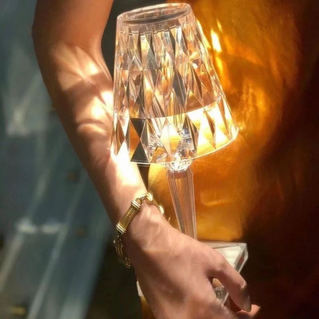 AA OUT OF STOCK Lampa stołowa kryształowa z dotykowym sterowaniem - LumeCrystal-Przezroczysty-Trend Polska