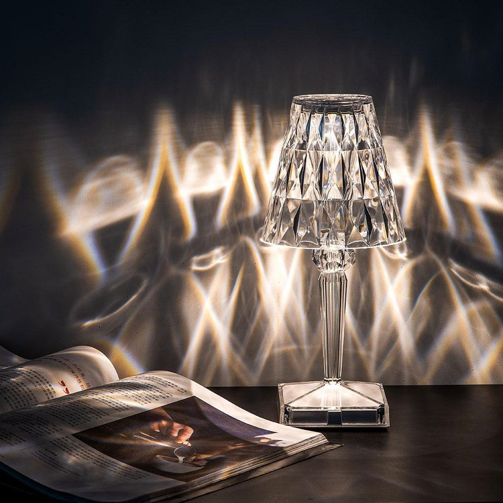 AA OUT OF STOCK Lampa stołowa kryształowa z dotykowym sterowaniem - LumeCrystal-Przezroczysty-Trend Polska