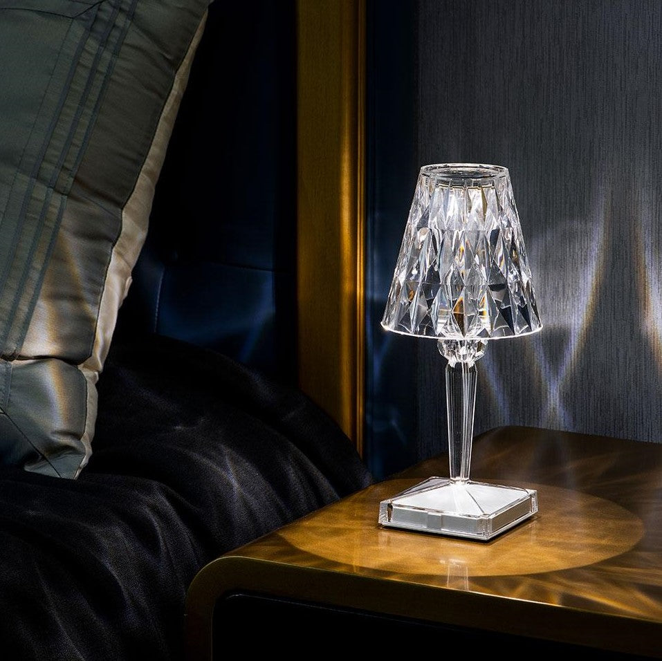 AA OUT OF STOCK Lampa stołowa kryształowa z dotykowym sterowaniem - LumeCrystal-Przezroczysty-Trend Polska