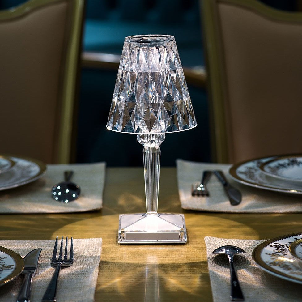 AA OUT OF STOCK Lampa stołowa kryształowa z dotykowym sterowaniem - LumeCrystal-Przezroczysty-Trend Polska