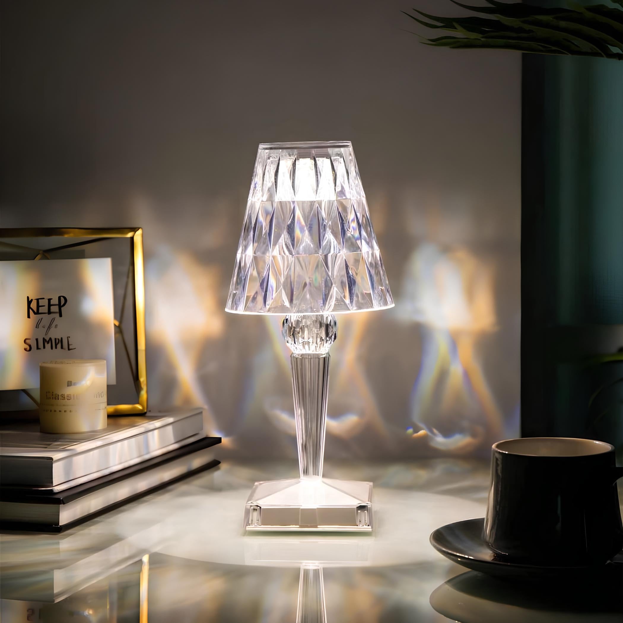 AA OUT OF STOCK Lampa stołowa kryształowa z dotykowym sterowaniem - LumeCrystal-Przezroczysty-Trend Polska