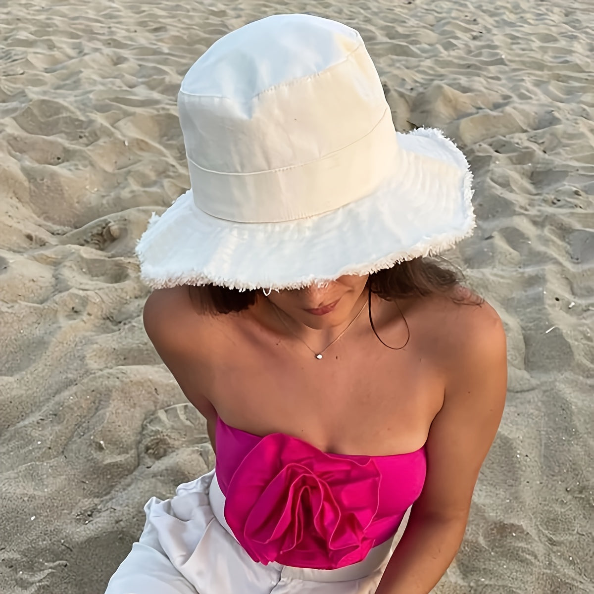 AA OUT OF STOCK Letni kapelusz bucket – Noa-Biały-Trend Polska
