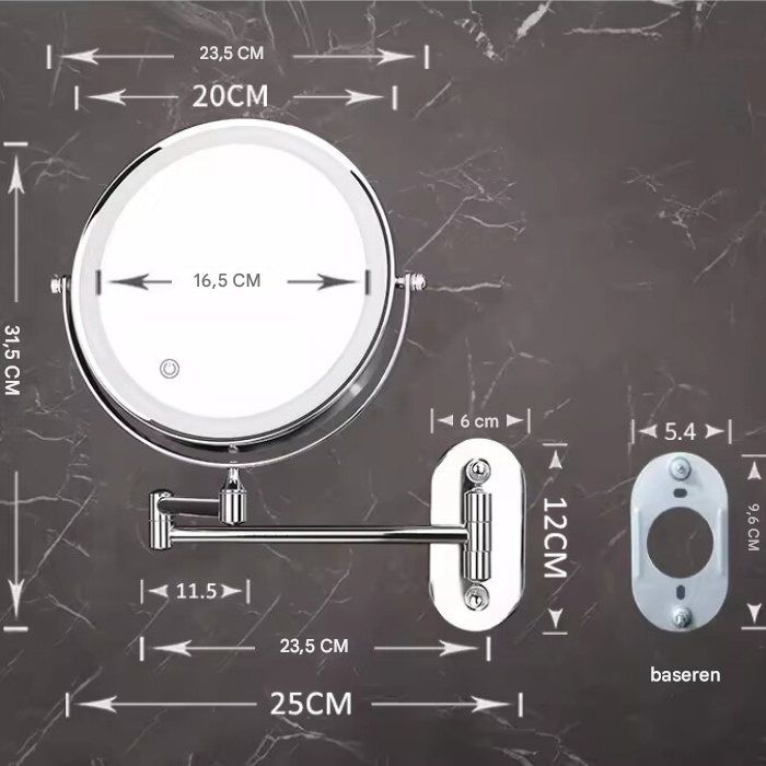 AA_Bad Conversion-Oświetlona lusterko do makijażu - LumiAura-Czarny-Trend Polska