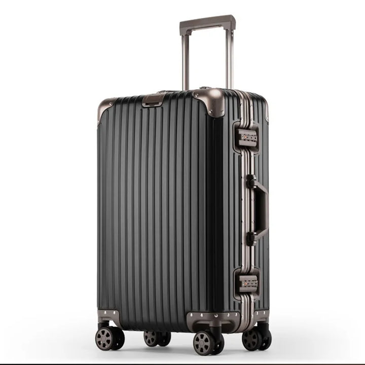 Aluminiowo-magnezowa walizka twarda – Tirana-Czarny Złoto-S (52 L)-Trend Polska