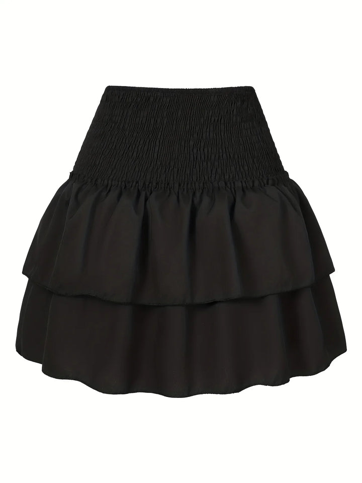 Amelia Rok | Plisowana Talia | Warstwowy Kołnierz | Modny-XS-Czarny-Trend Polska