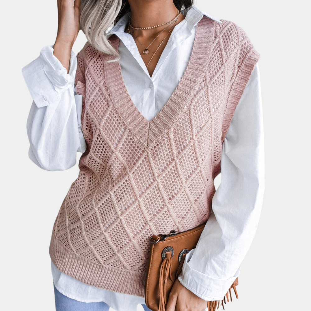 Angeza - Modny Sweter Damski-Różowy-XS-Trend Polska