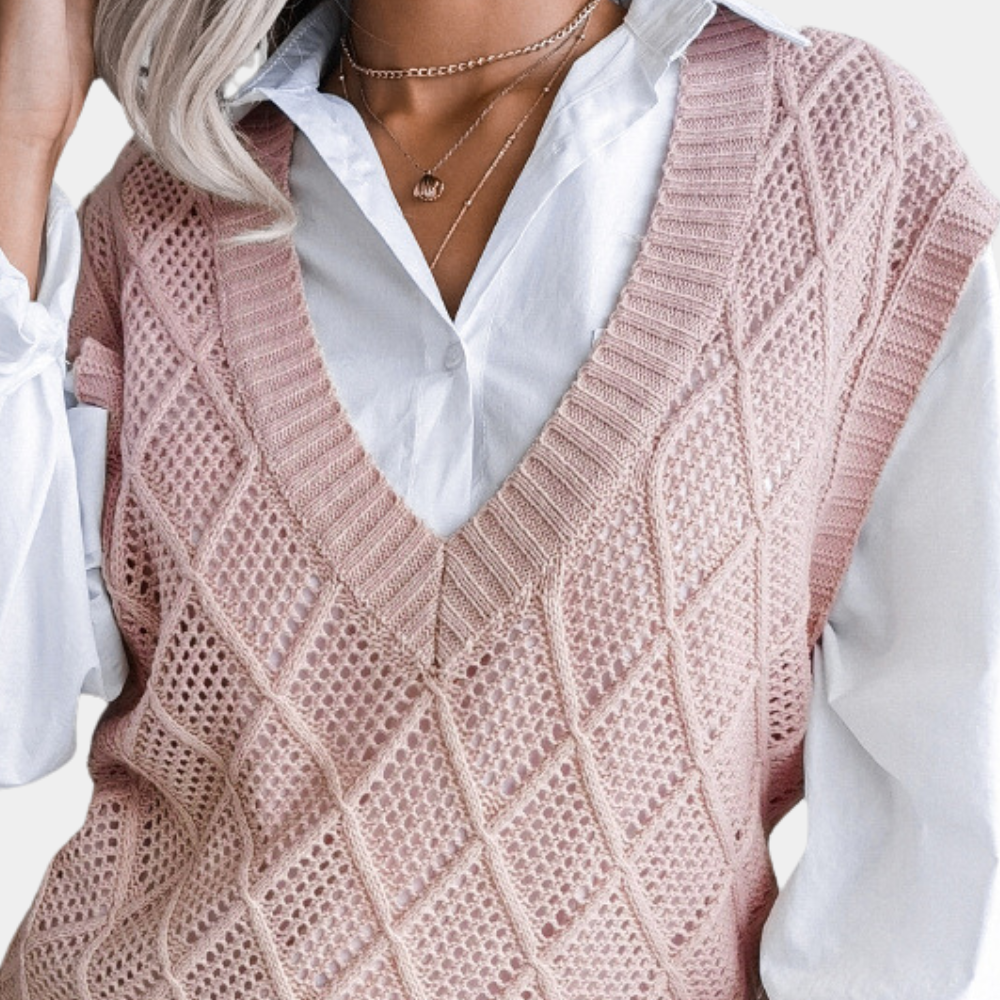 Angeza - Modny Sweter Damski-Różowy-XS-Trend Polska