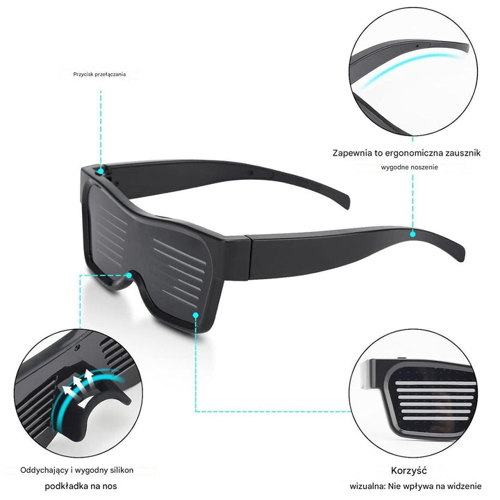 Aplikacja programowalna LED okulary imprezowe - GlowBeat-Trend Polska
