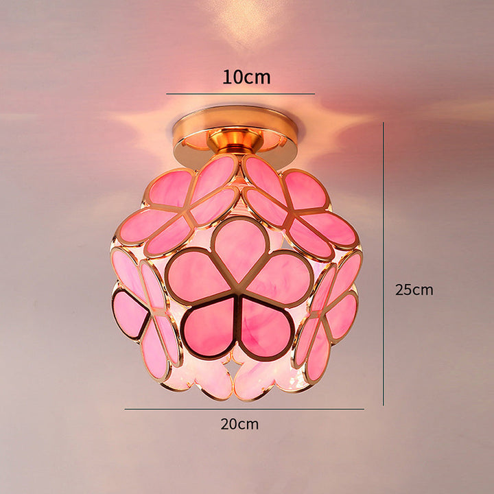 Artystyczna Szklana Lampa sufitowa z motywem kwiatu - FlowerHall-Zielony-D20*H25cm-Trend Polska