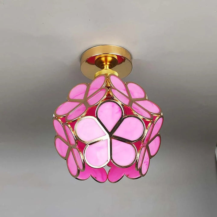 Artystyczna Szklana Lampa sufitowa z motywem kwiatu - FlowerHall-Zielony-D20*H25cm-Trend Polska
